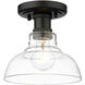 Yep Carver 1 Light 7.5 inch Matte Black Flush Mount Ceiling Light in Clear Glass