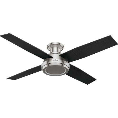 Dempsey 52 inch Brushed Nickel with Black Oak/Chocolate Oak Grain Blades Ceiling Fan, Low Profile