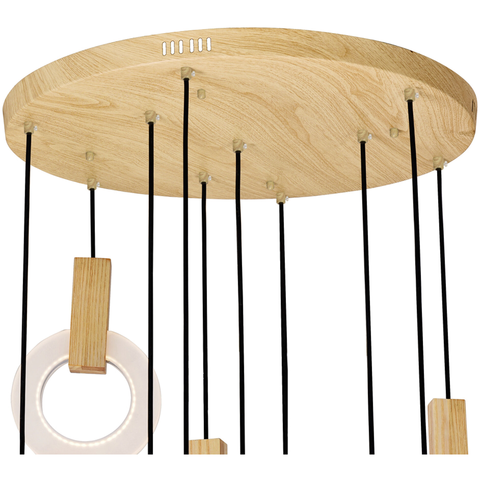 Anello LED 32 inch White Oak Multi Point Pendant Ceiling Light