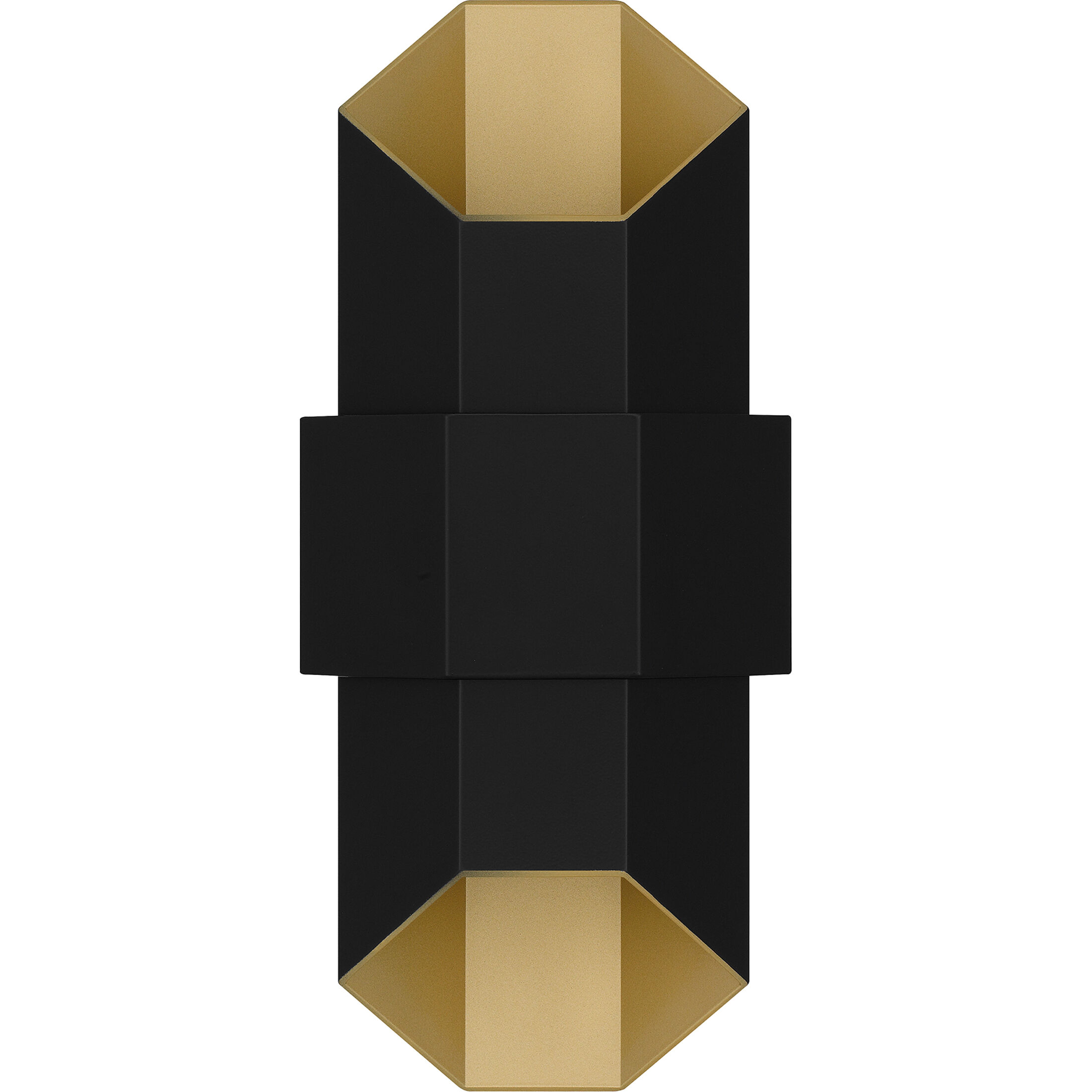 Chasm LED 15 inch Matte Black Gold Outdoor Wall Lantern
