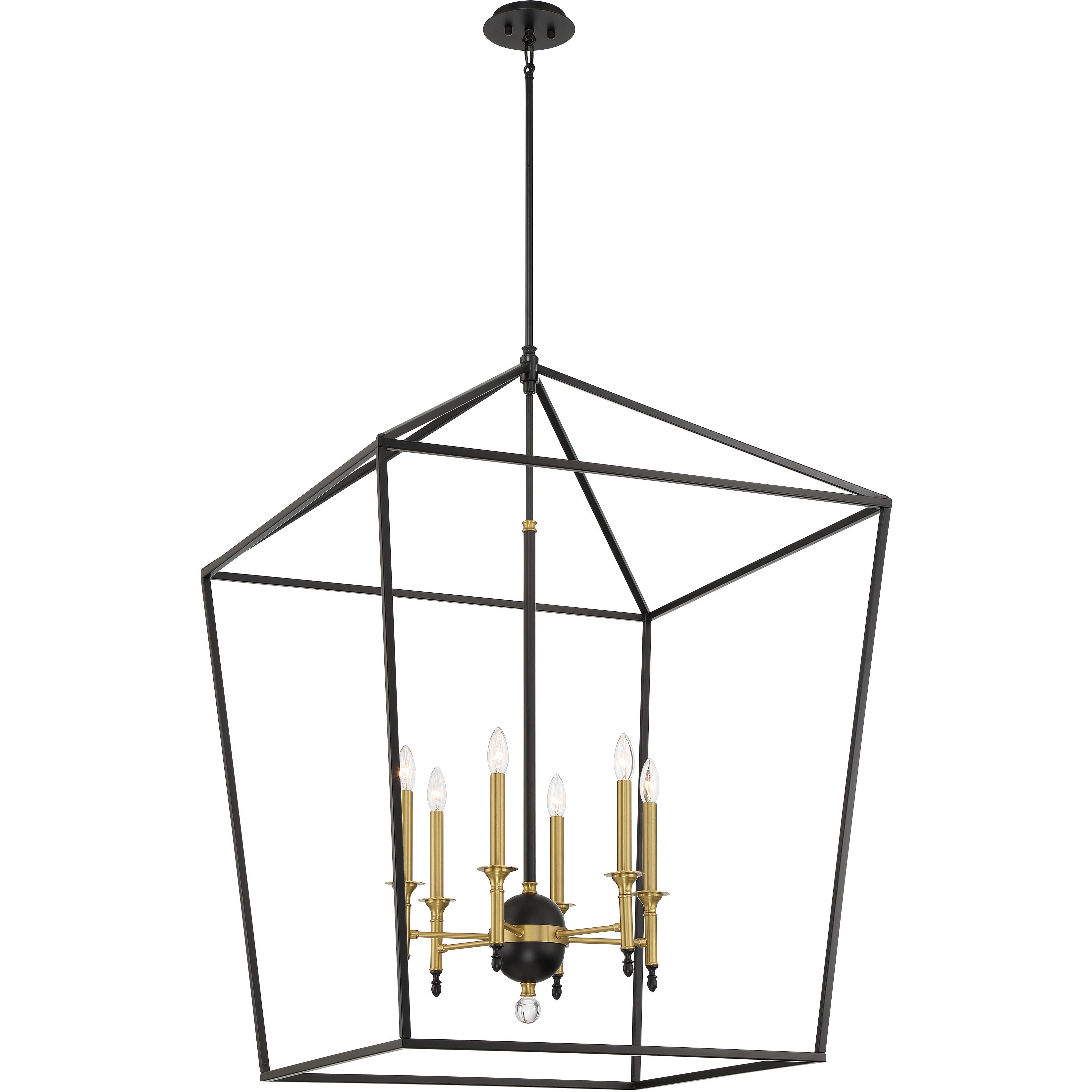 Townhall 6 Light 32 inch Coal/Soft Brass Pendant Ceiling Light