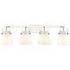 Pilaster II Bell 4 Light 36.5 inch Polished Nickel Bath Vanity Light Wall Light in Matte White Glass