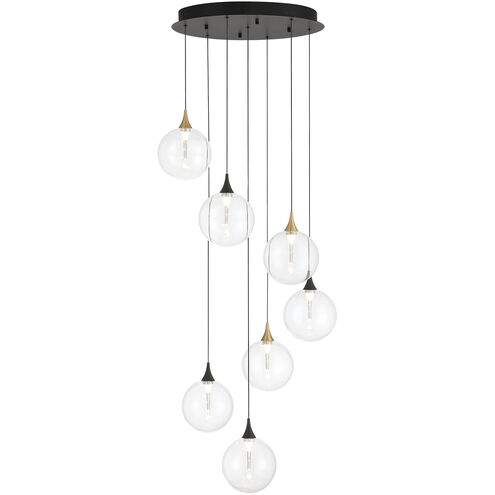 Iissa 7 Light 21 inch Gold and Black Chandelier Ceiling Light in Clear
