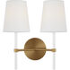 kate spade new york Monroe 2 Light 12 inch Burnished Brass Wall Sconce Wall Light in Burnished Brass / Gloss White