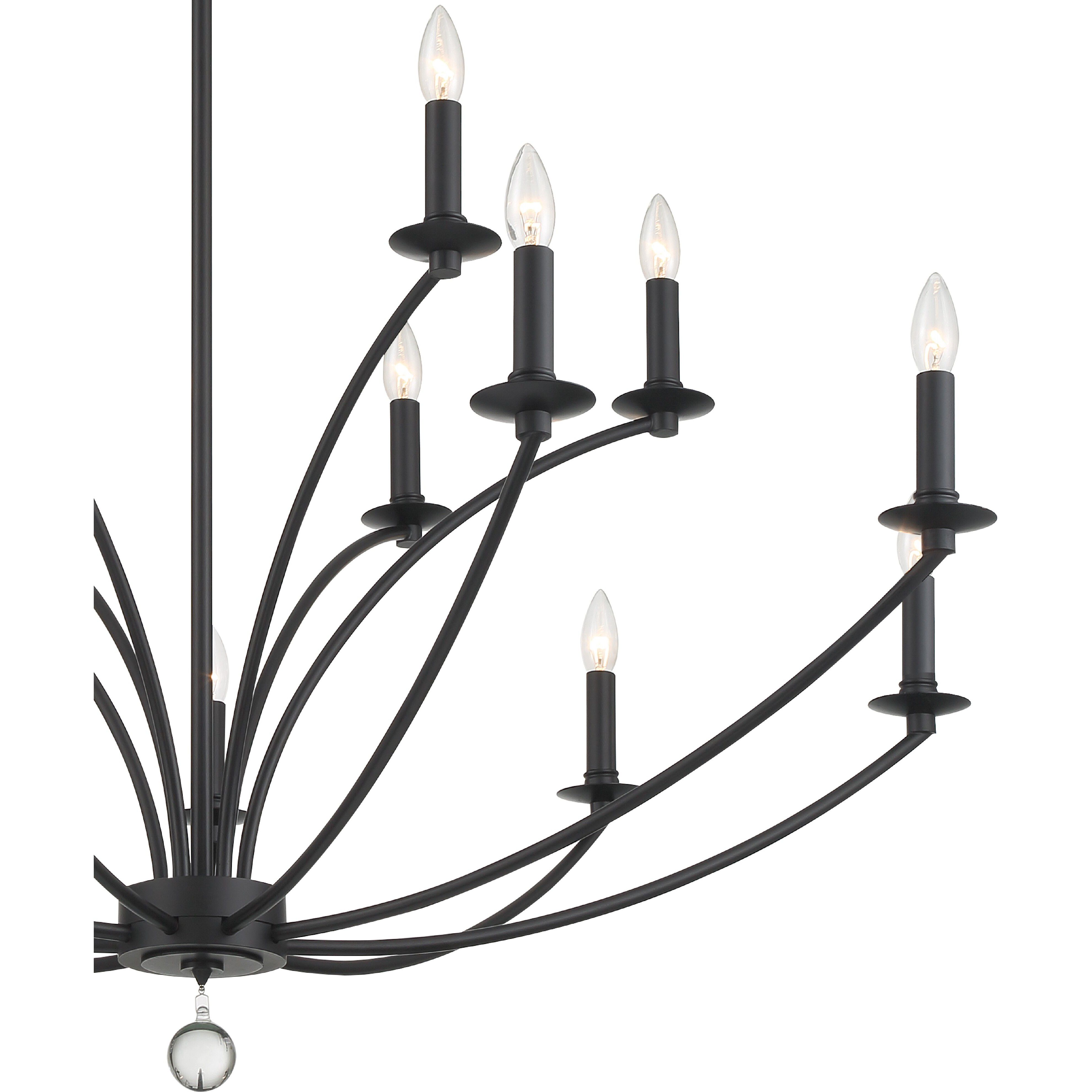 Mila 15 Light 48 inch Black Chandelier Ceiling Light