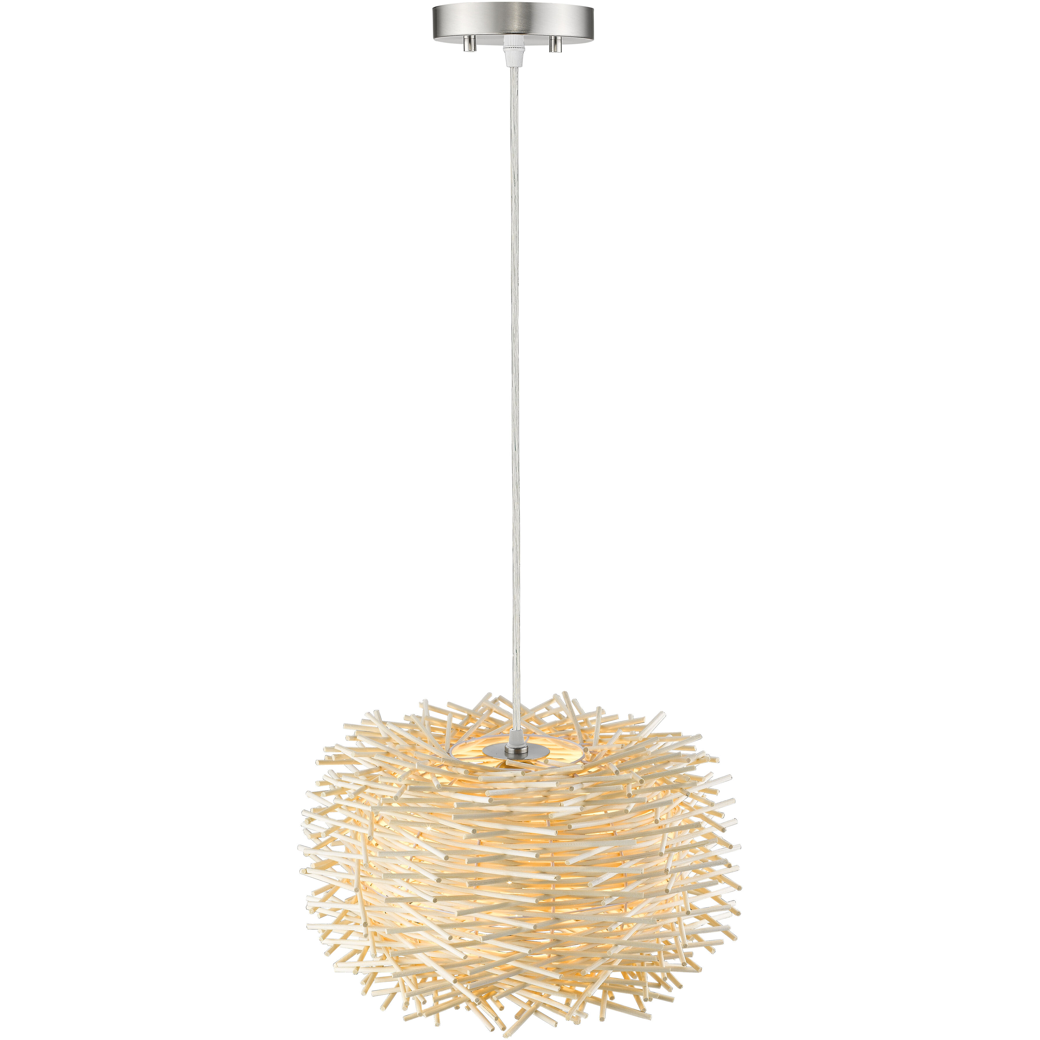 Sora 1 Light 15.75 inch Brushed Nickel Pendant Ceiling Light in Natural Willow