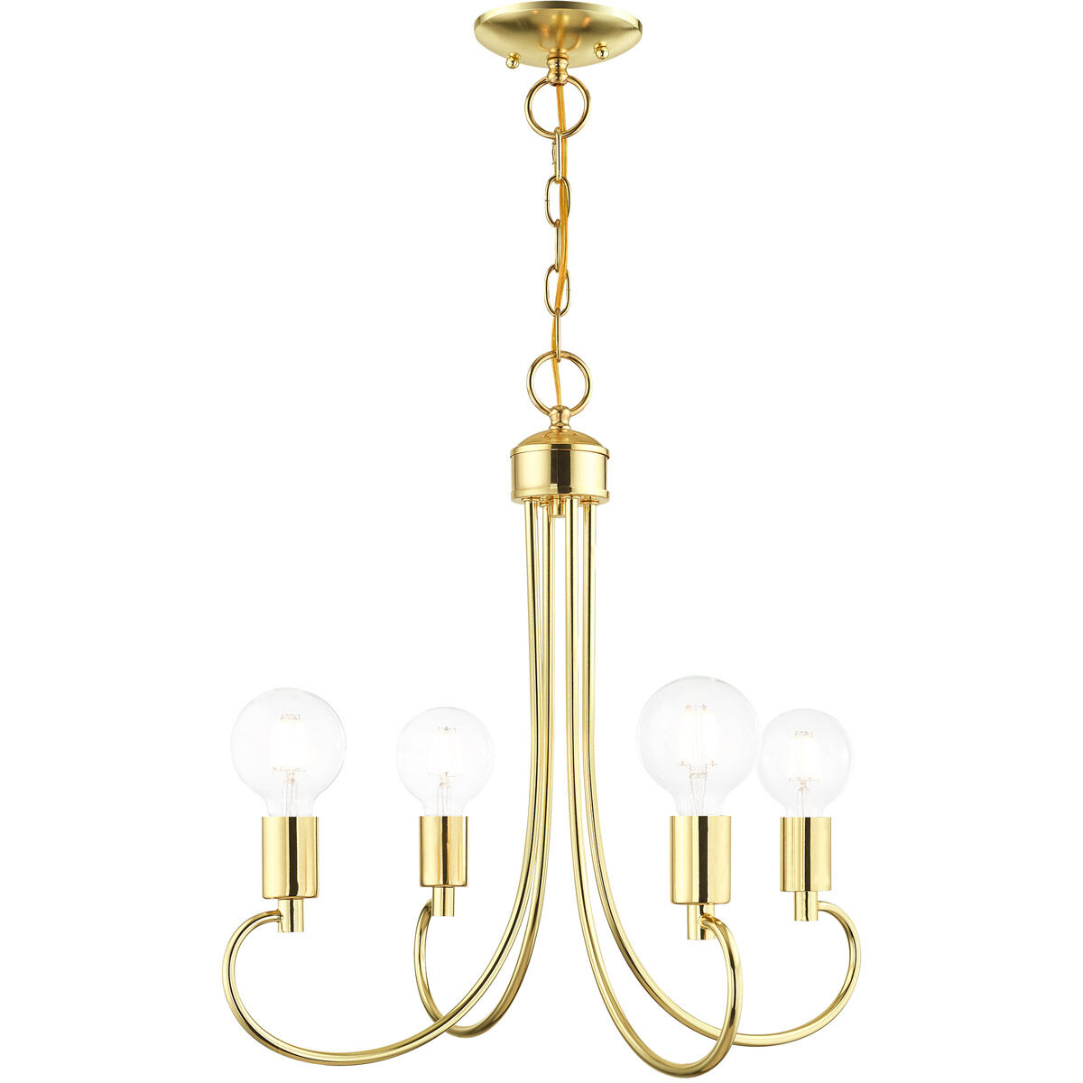 Bari 4 Light 20 inch Polished Brass Chandelier Ceiling Light