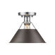 Orwell 1 Light 10 inch Pewter Flush Mount Ceiling Light in Rubbed Bronze, Damp