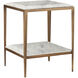 Oblique 20.5 X 16 inch Natural and Antique Brass Side Table