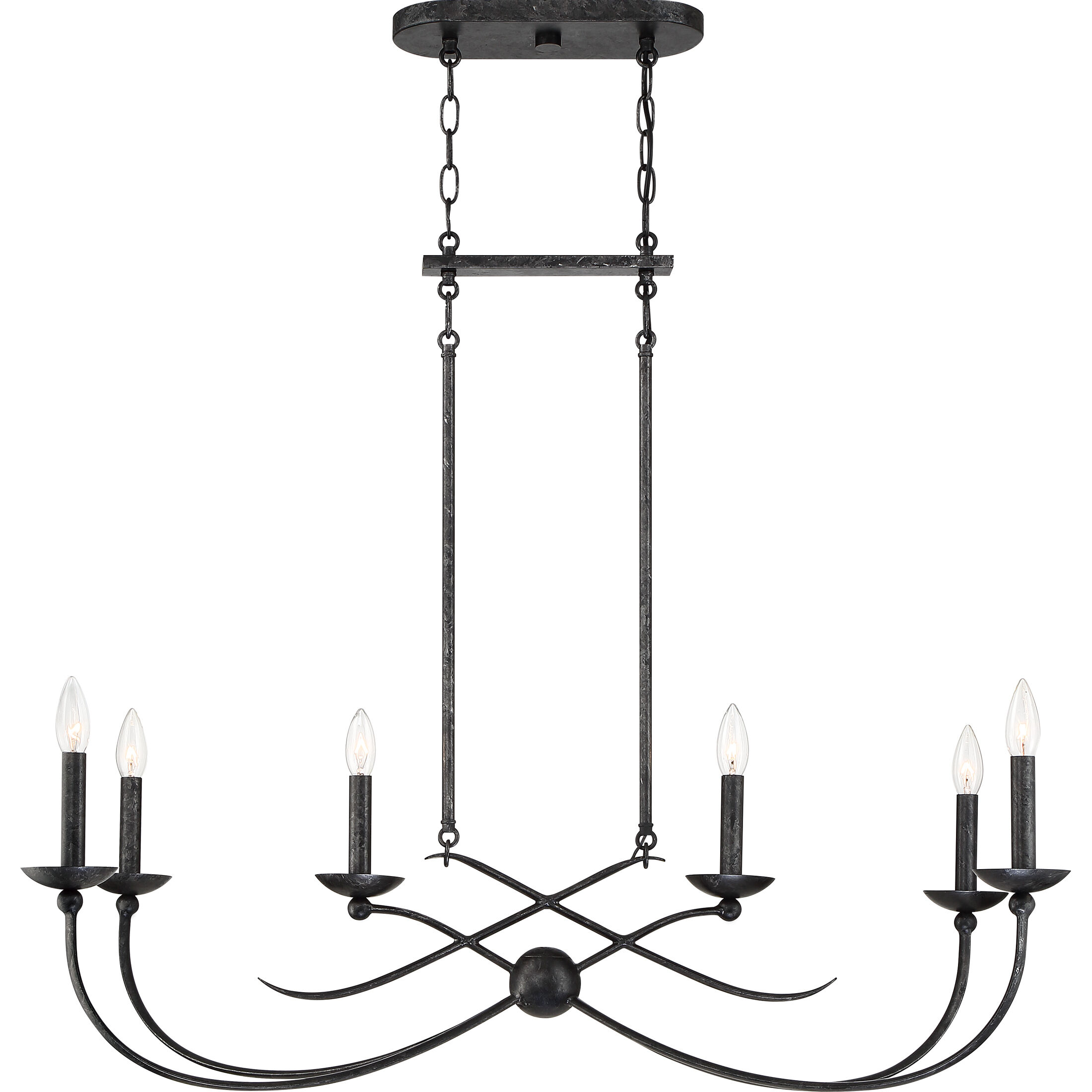 Calligraphy 6 Light 38 inch Old Black Island Chandelier Ceiling Light