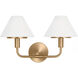 Mendota 2 Light 18 inch Satin Brass Sconce Wall Light, Medium