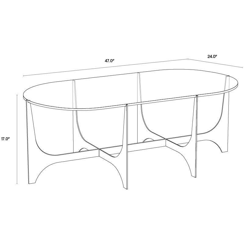Juliane 47 X 24 inch Clear / Antique Brass Coffee Table