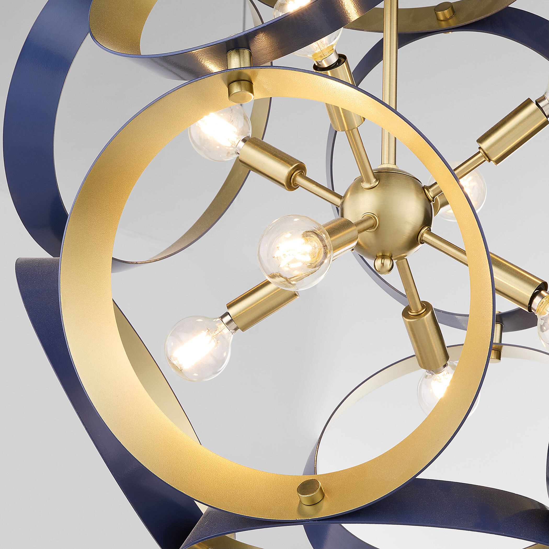 Domain 8 Light 22 inch Blue and Aged Brass Pendant Ceiling Light