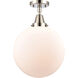 Beacon LED 12 inch Polished Nickel Flush Mount Ceiling Light in Matte White Glass