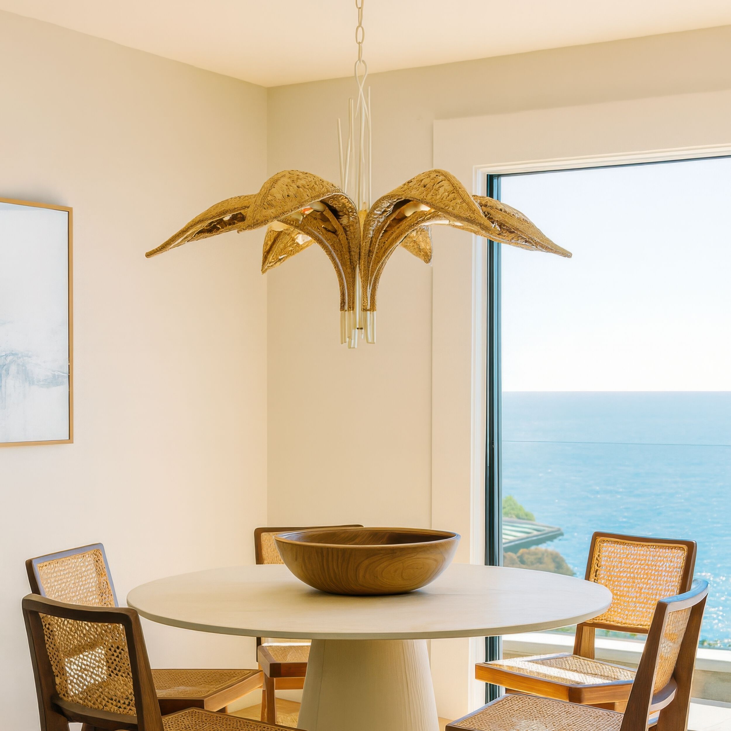 Century Palm 6 Light 38 inch Country White Chandelier Ceiling Light