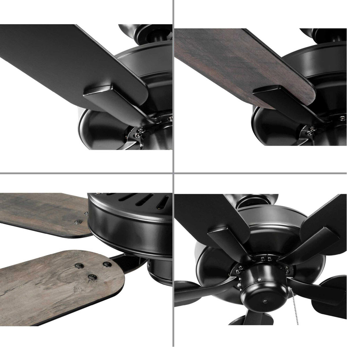 AirPro Builder 52 inch Matte Black with Black/Rustic Charcoal Blades Ceiling Fan