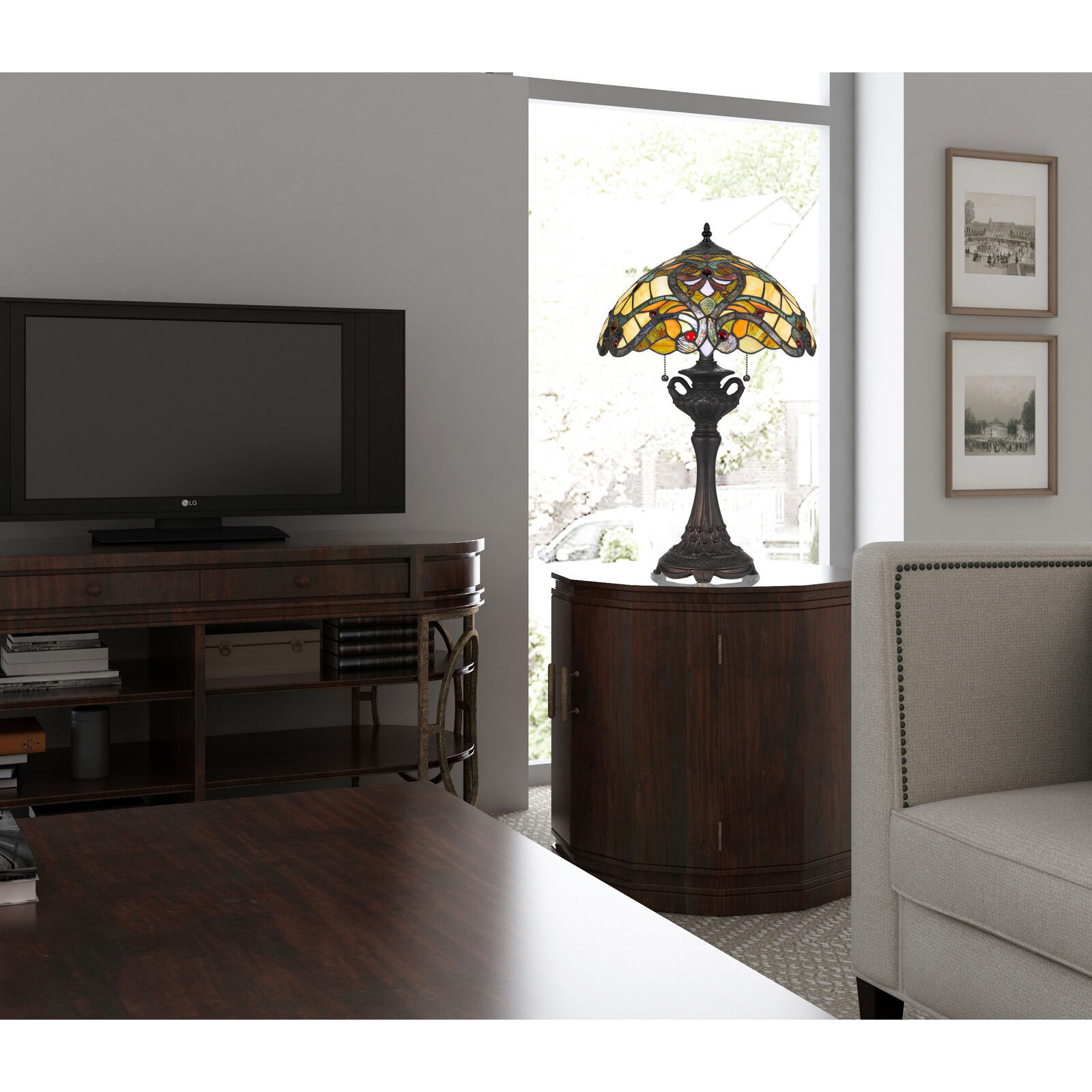 Tiffany 25 inch 60 watt Table Lamp Portable Light