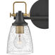 Easton 2 Light 14.5 inch Black with Heritage Brass Vanity Light Wall Light