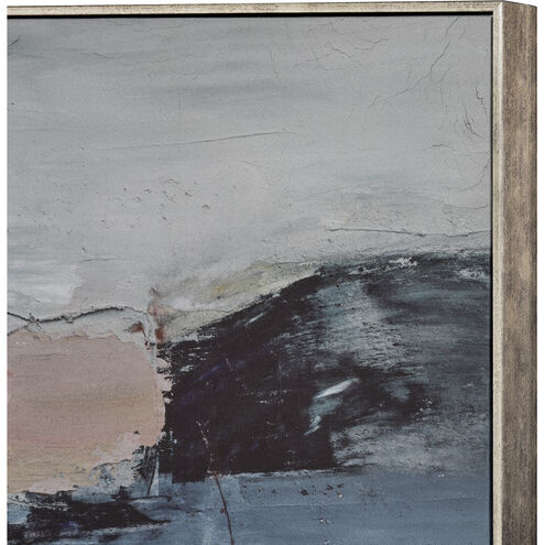 Shadow Abstract Off White with Dark Blue and Antique Gold Framed Wall Art