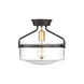 Modern 1 Light 13.25 inch Oil Rubbed Bronze with Natural Brass Semi-Flush Ceiling Light