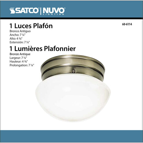 Brentwood 1 Light 8 inch Antique Brass Flush Mount Ceiling Light