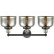Bell 3 Light 24.5 inch Black Antique Brass Bath Vanity Light Wall Light in Silver Plated Mercury