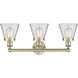 Cone 3 Light 24.5 inch Antique Brass Bath Vanity Light Wall Light in Clear