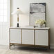 Kelly Wearstler Mira 28.5 inch 14.5 watt Bronze and Travertine Stacked Table Lamp Portable Light in Linen, Medium