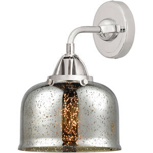 Nouveau 2 Large Bell LED 8 inch Polished Chrome Sconce Wall Light in Silver Plated Mercury Glass