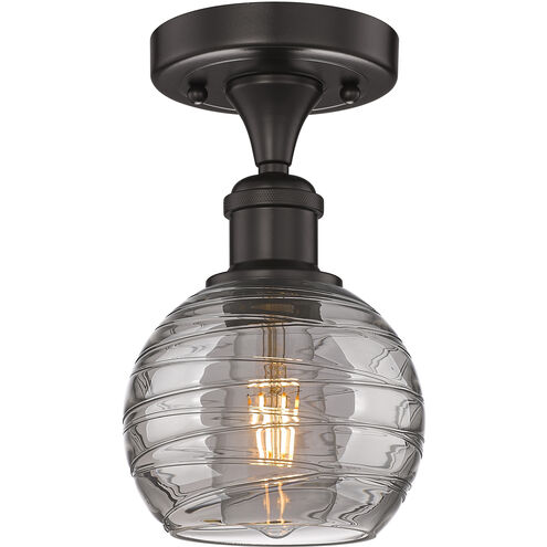 Edison Athens Deco Swirl 1 Light 5.88 inch Oil Rubbed Bronze Semi-Flush Mount Ceiling Light