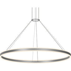Double Corona LED 59 inch Bright Satin Aluminum Pendant Ceiling Light
