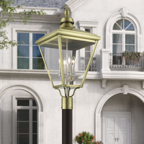 Adams 4 Light 31.5 inch Antique Brass with Brushed Nickel Finish Cluster Outdoor Extra Large Post Top Lantern