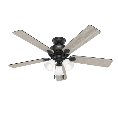 Swanson 52 inch Matte Black with Matte Black/Light Grey Oak Blades Ceiling Fan