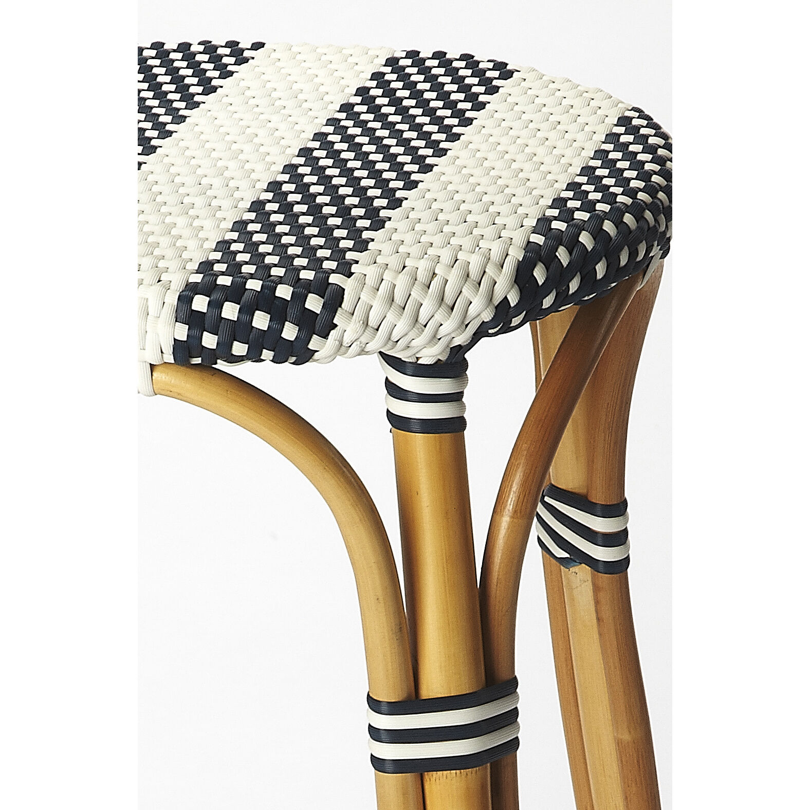 Blue and white rattan counter stools hot sale