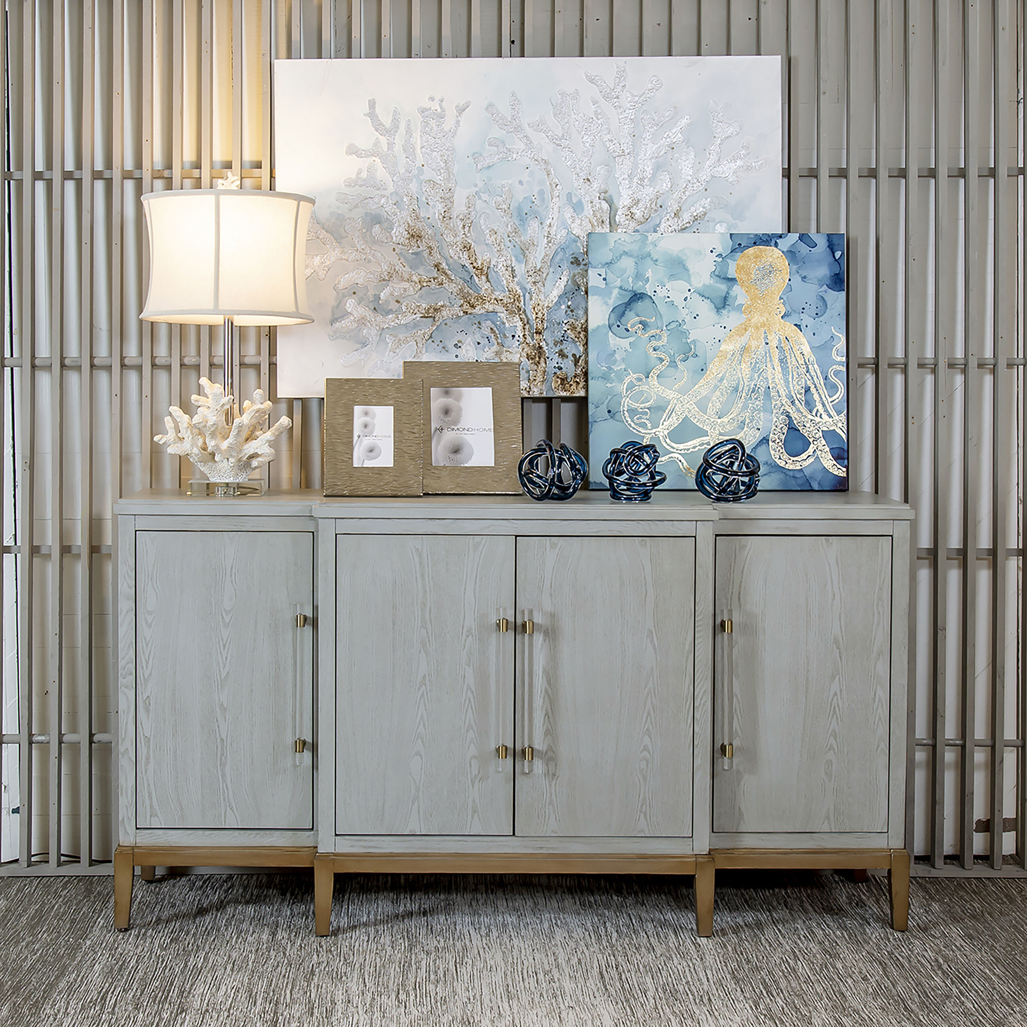 Geneva 68 inch Gray with Gold Media Console