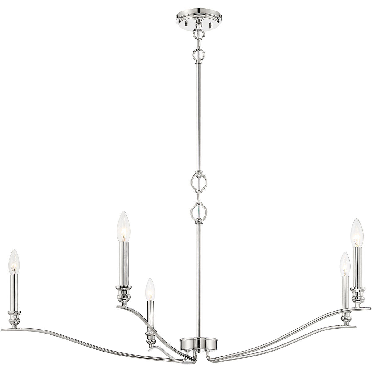 Transitional 5 Light 42 inch Polished Nickel Chandelier Ceiling Light