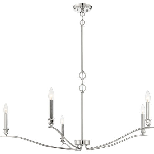 Transitional 5 Light 42 inch Polished Nickel Chandelier Ceiling Light