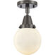 Beacon 1 Light 6 inch Oil Rubbed Bronze Flush Mount Ceiling Light in Bulb Not Included, Matte White Glass