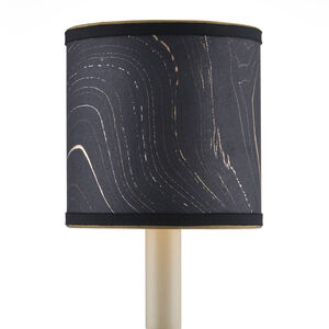 Marble Paper Black and Gold with Silver Drum Chandelier Shade