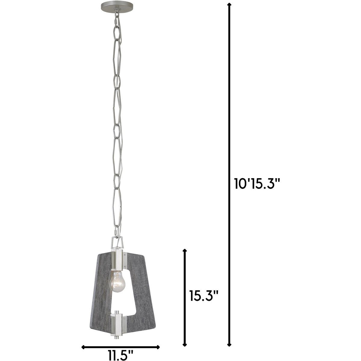 Lofty 1 Light 11.5 inch Silverado and Grey Mini Pendant Ceiling Light in Silverado/Grey Wood