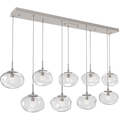 Nova LED LED Beige Silver Linear Pendant Ceiling Light in 3000K LED, Metallic Beige Silver, Floret Inner - Clear Outer, Multi-Port