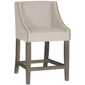 Winston 35.5 inch Burnished Oak / Sunbrella Linen Dove / Antique Brass Nailheads Bar Counter Stool