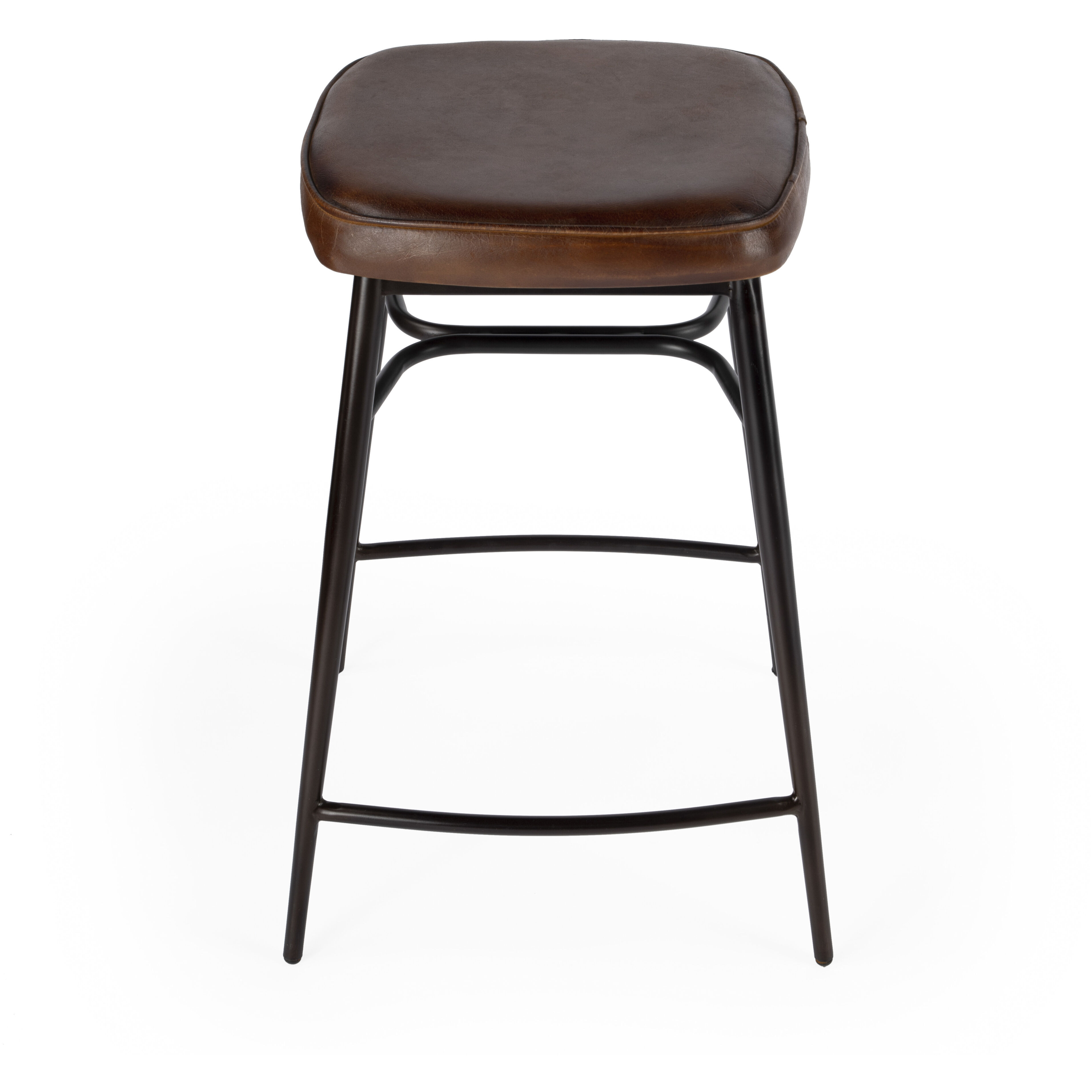 Arlington 26" Square Leather 26" Counter Stool in Medium Brown