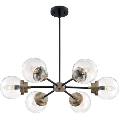 Axis 6 Light 30 inch Matte Black and Brass Chandelier Ceiling Light