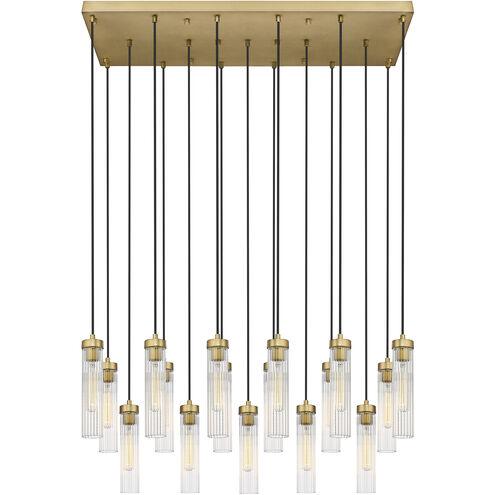 Beau 17 Light 42 inch Rubbed Brass Linear Chandelier Ceiling Light
