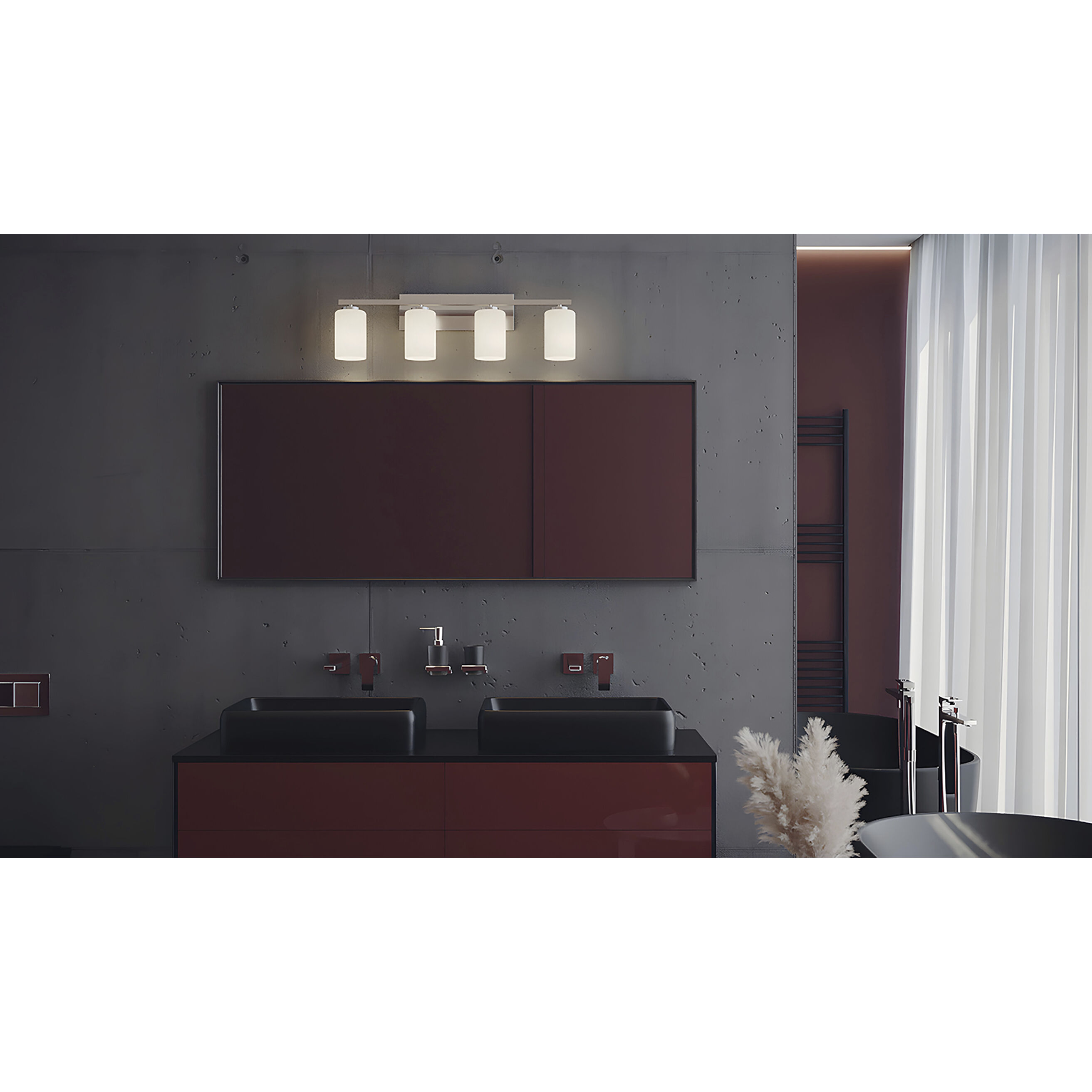 Leo Vanity Light Wall Light in Satin Nickel, 31 in