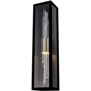 Lucca Esterno 30 inch Matte Black with Brushed Champagne Gold Outdoor Wall Sconce