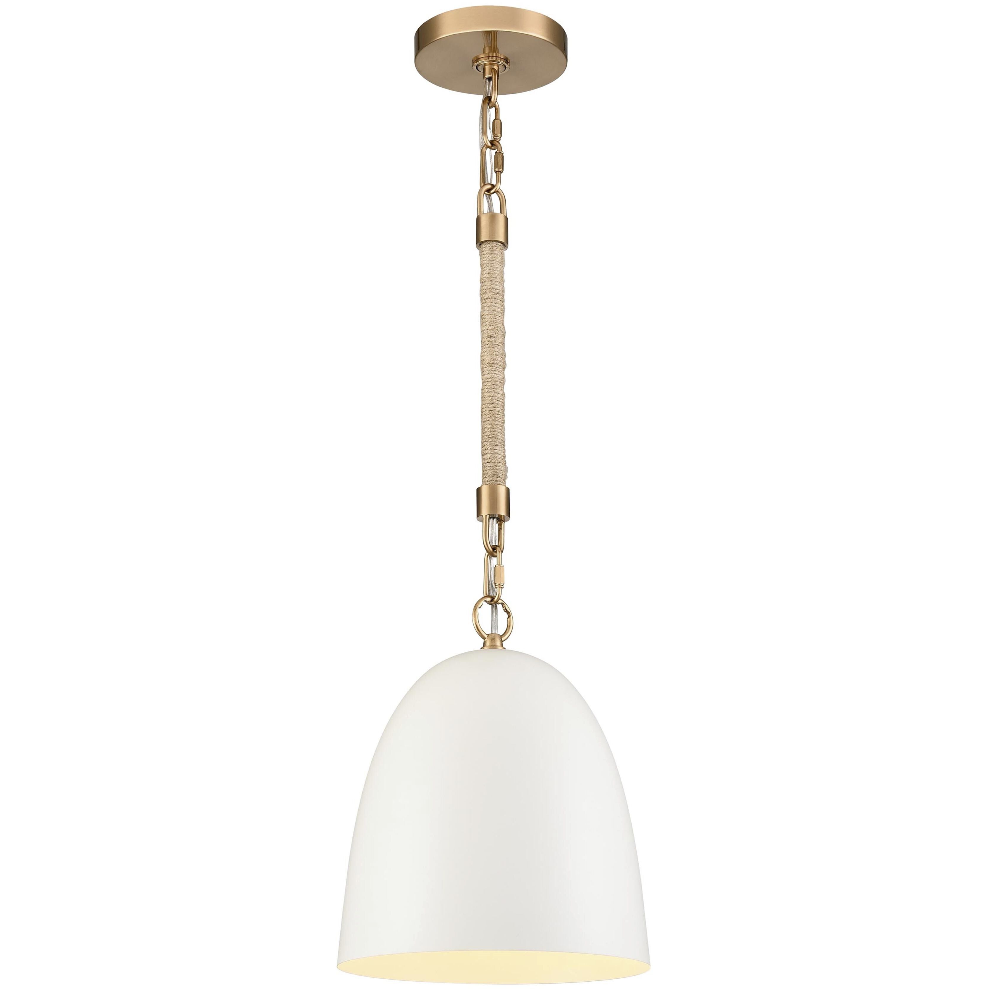 Downington 1 Light 8.75 inch Brushed Brass with Matte White Mini Pendant Ceiling Light
