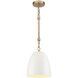 Downington 1 Light 8.75 inch Brushed Brass with Matte White Mini Pendant Ceiling Light