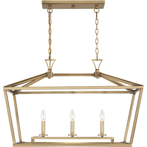 Townsend 3 Light 32 inch Warm Brass Linear Chandelier Ceiling Light